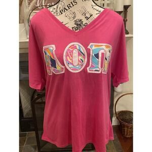 Alpha Omicron Pi V-neck Tshirt Fraternity Sorority Hot Pink Women’s XL Bella Tee